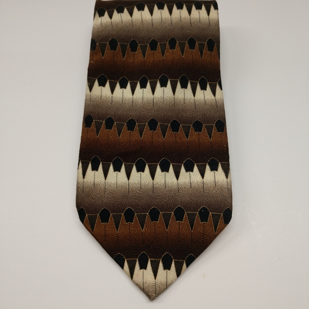 Mosaic men's tie copper, cream, and black